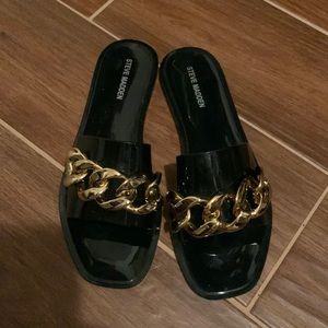 Steve Madden black jelly slides
